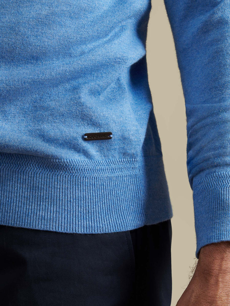 Duchamp Mens Quarter Zip Funnel Neck Della Robbia Blue Marl