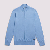 Duchamp Mens Quarter Zip Funnel Neck Della Robbia Blue Marl