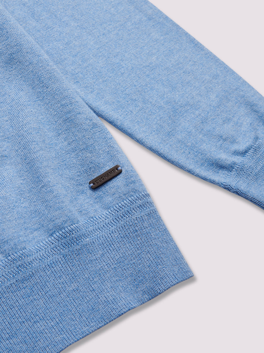 Quarter Zip Funnel Neck in Della Robbia Blue Marl