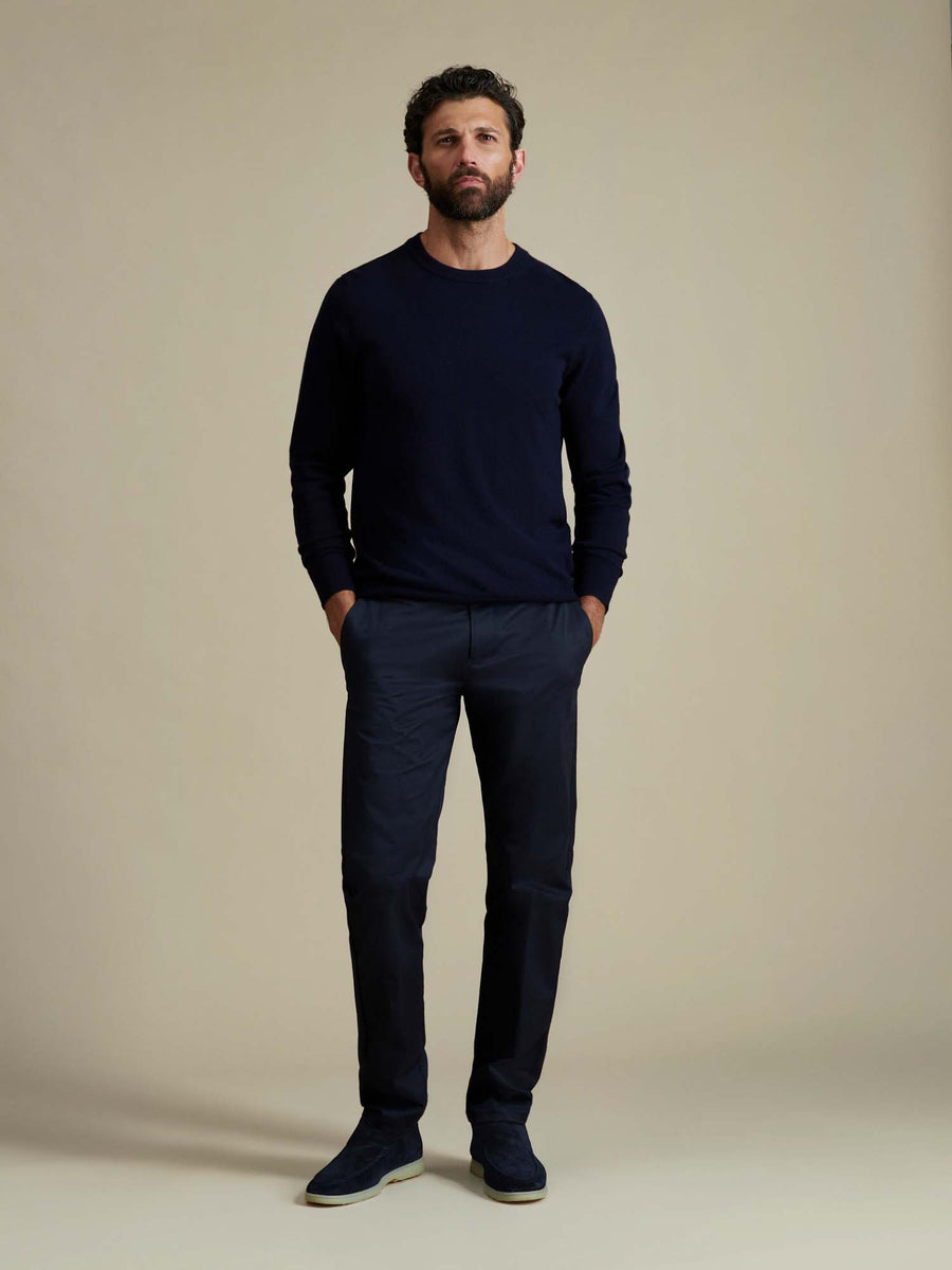 Duchamp Mens Crew Neck Knit Deep Well