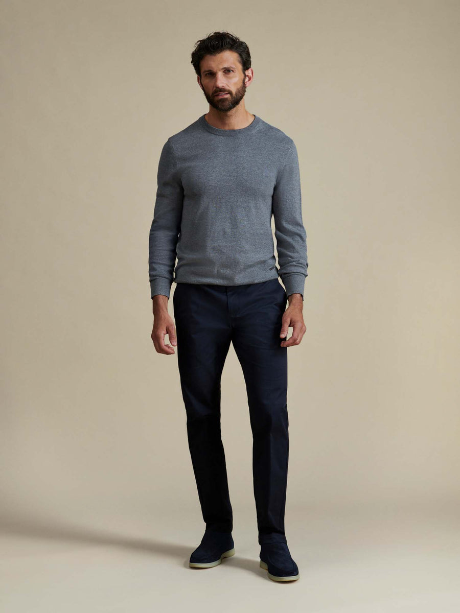 Duchamp Mens Crew Neck Knit Smoked Pearl Marl