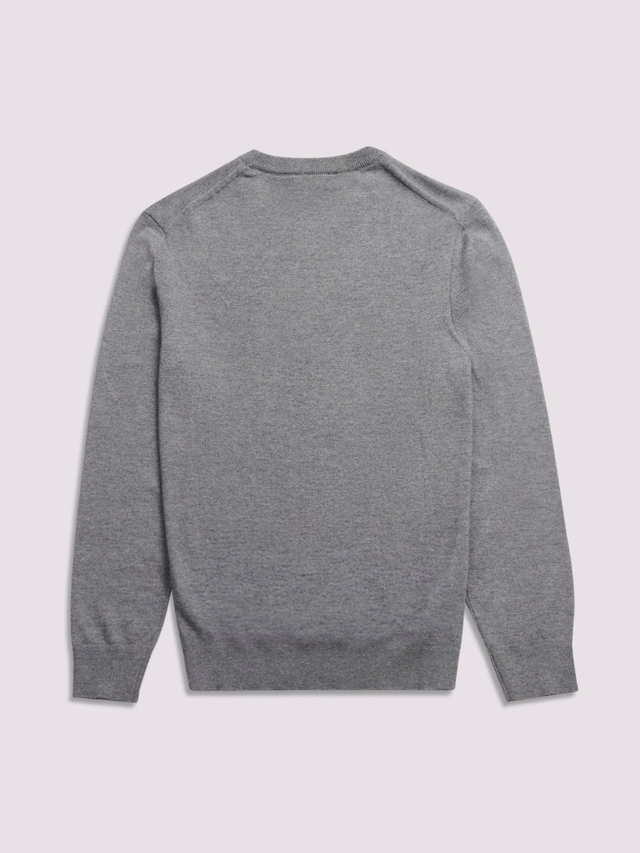 Duchamp Mens Crew Neck Knit Smoked Pearl Marl