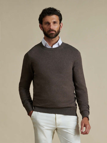 Duchamp Mens Crew Neck Knit Canteen Marl