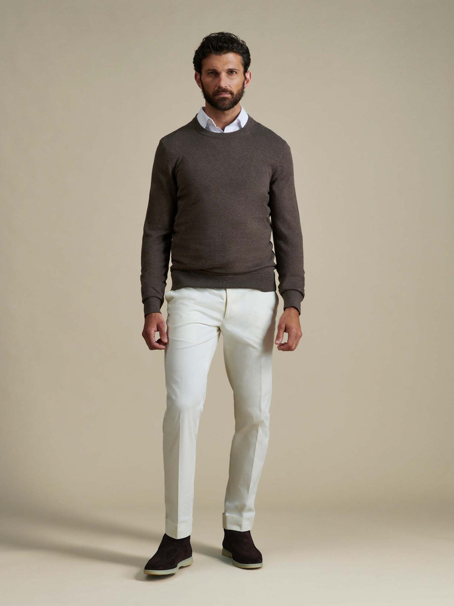 Duchamp Mens Crew Neck Knit Canteen Marl