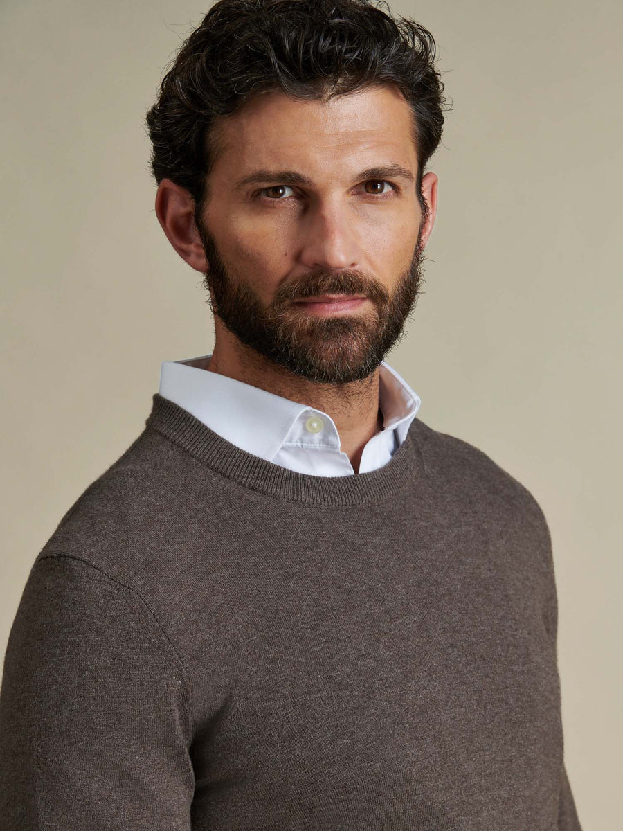 Duchamp Mens Crew Neck Knit Canteen Marl