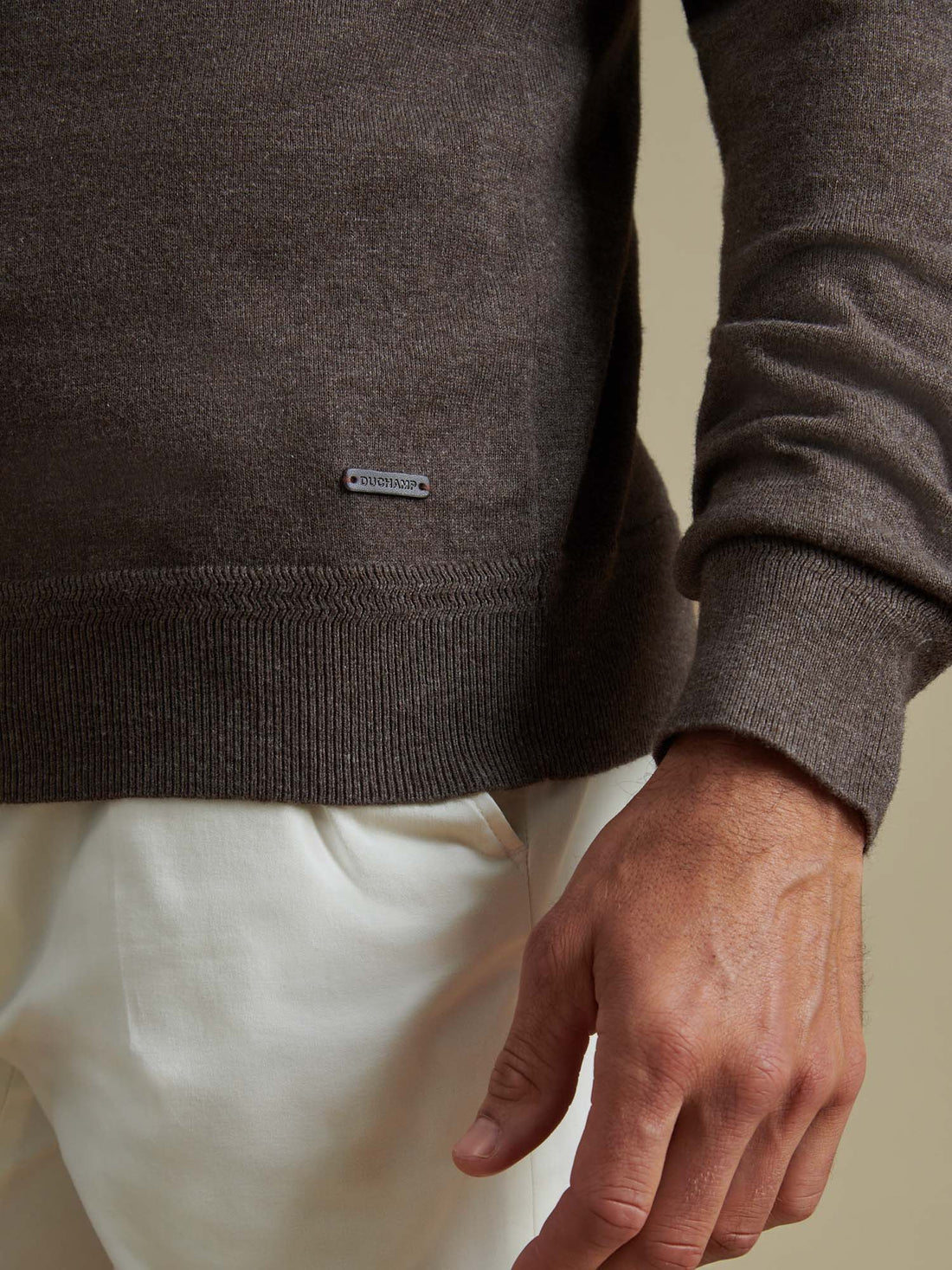 Duchamp Mens Crew Neck Knit Canteen Marl