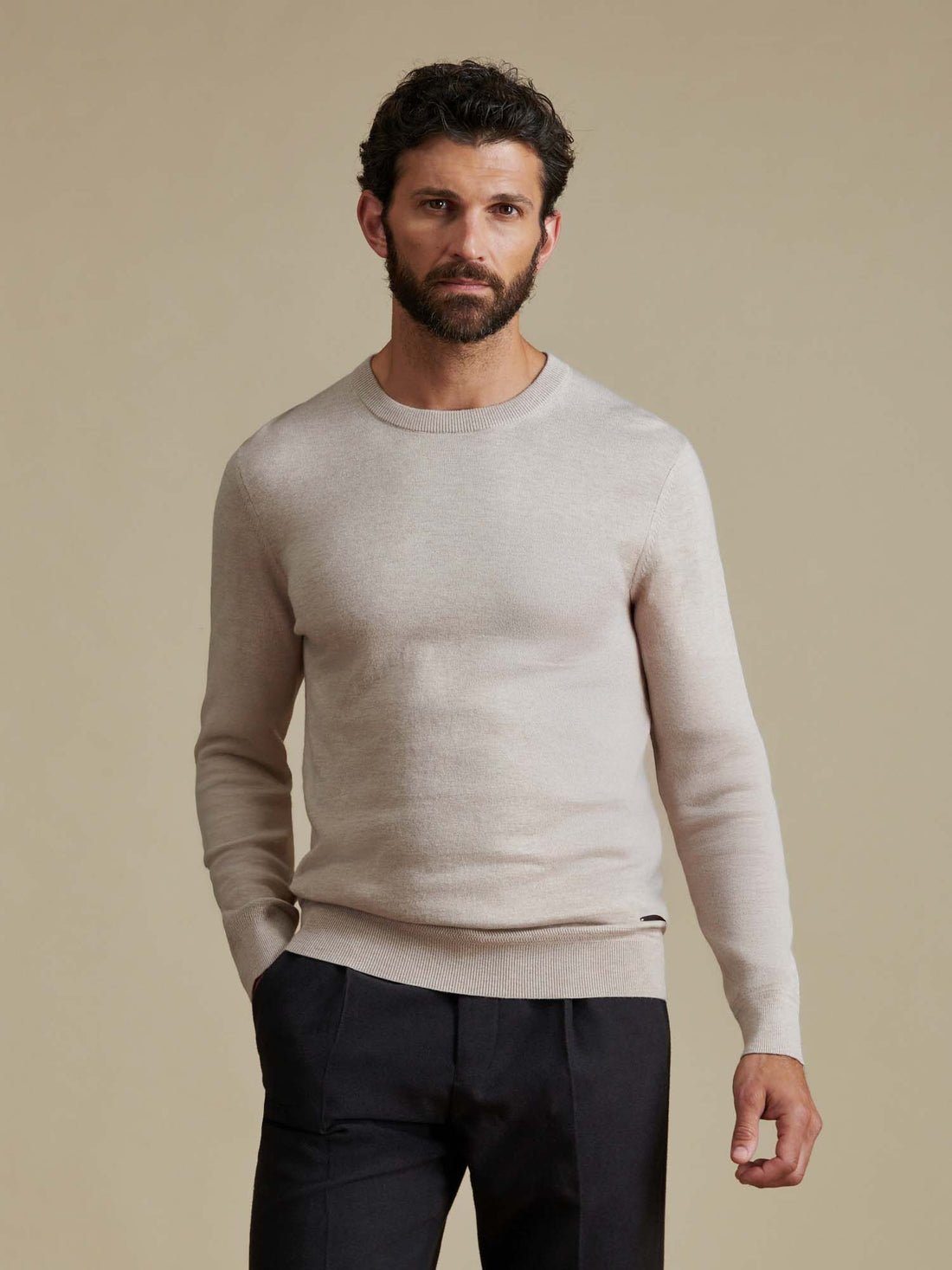 Duchamp Mens Crew Neck Knit Silver Grey Marl
