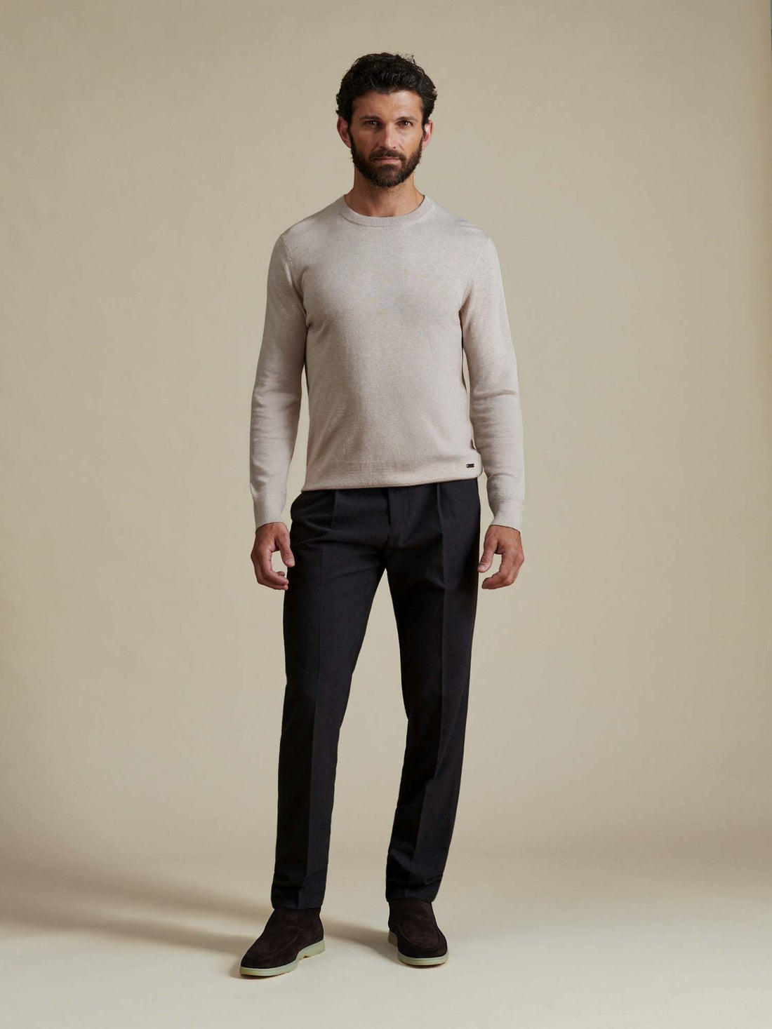 Duchamp Mens Crew Neck Knit Silver Grey Marl