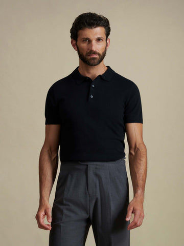 Duchamp Mens Short Sleeve Polo Knit Black