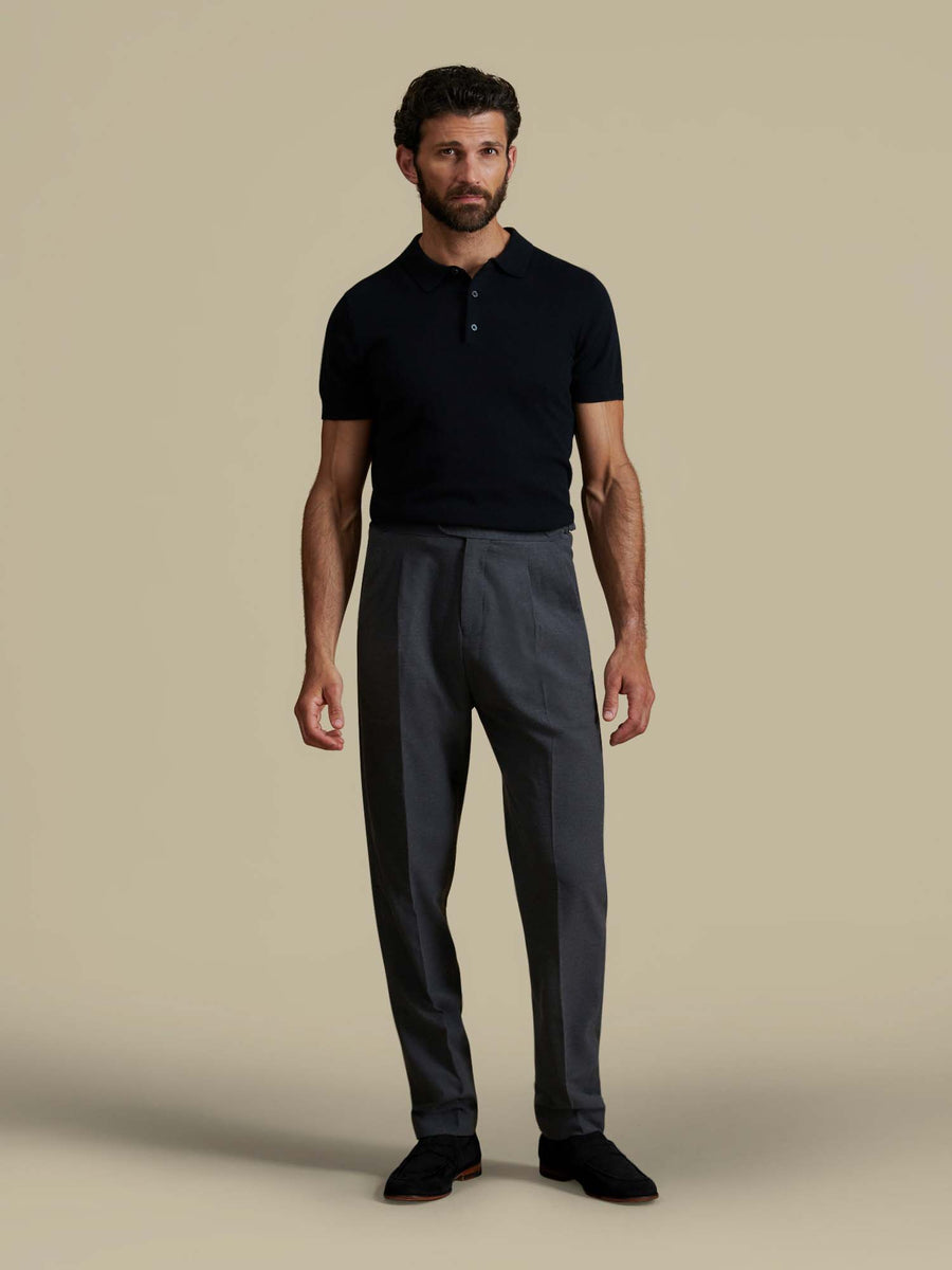 Duchamp Mens Short Sleeve Polo Knit Black