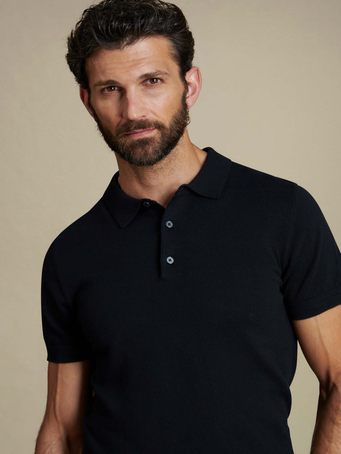 Duchamp Mens Short Sleeve Polo Knit Black