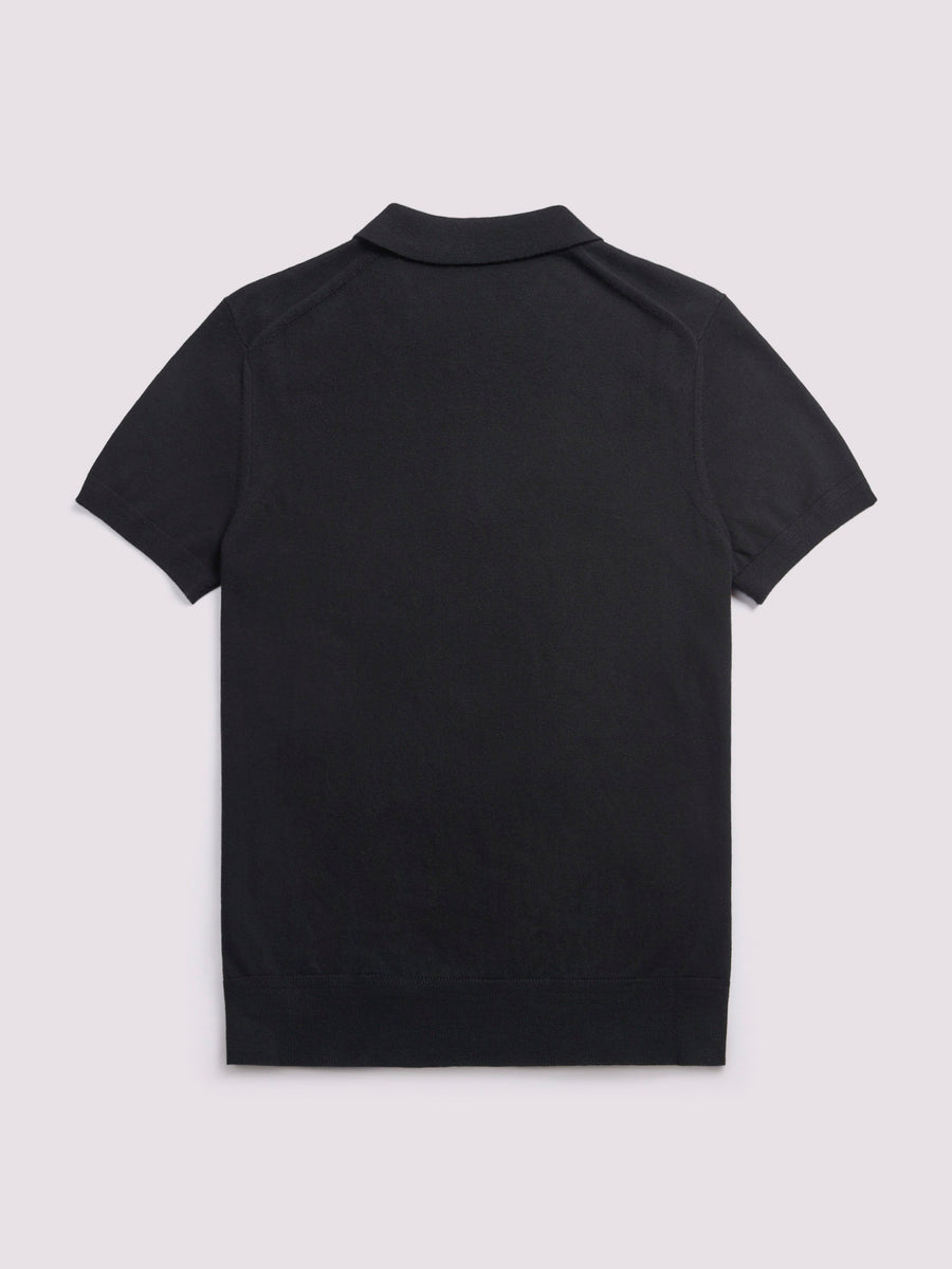 Short Sleeve Polo Knit in Black