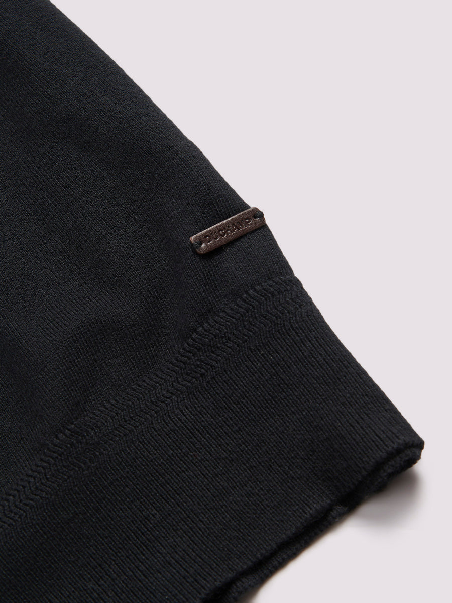 Short Sleeve Polo Knit in Black