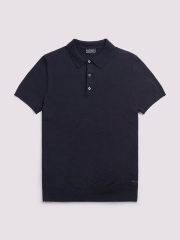 Short Sleeve Polo Knit in Deep Well