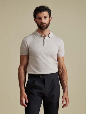 Duchamp Mens Short Sleeve Polo Knit Silver Grey Marl