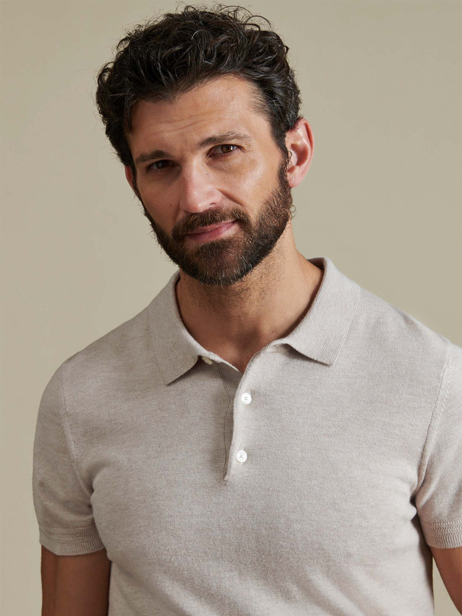 Duchamp Mens Short Sleeve Polo Knit Silver Grey Marl