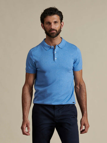 Duchamp Mens Short Sleeve Polo Knit Della Robbia Blue Marl