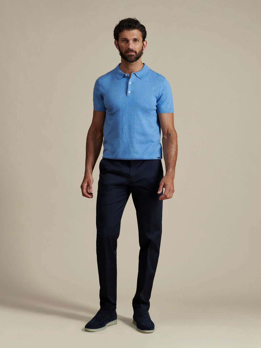 Duchamp Mens Short Sleeve Polo Knit Della Robbia Blue Marl