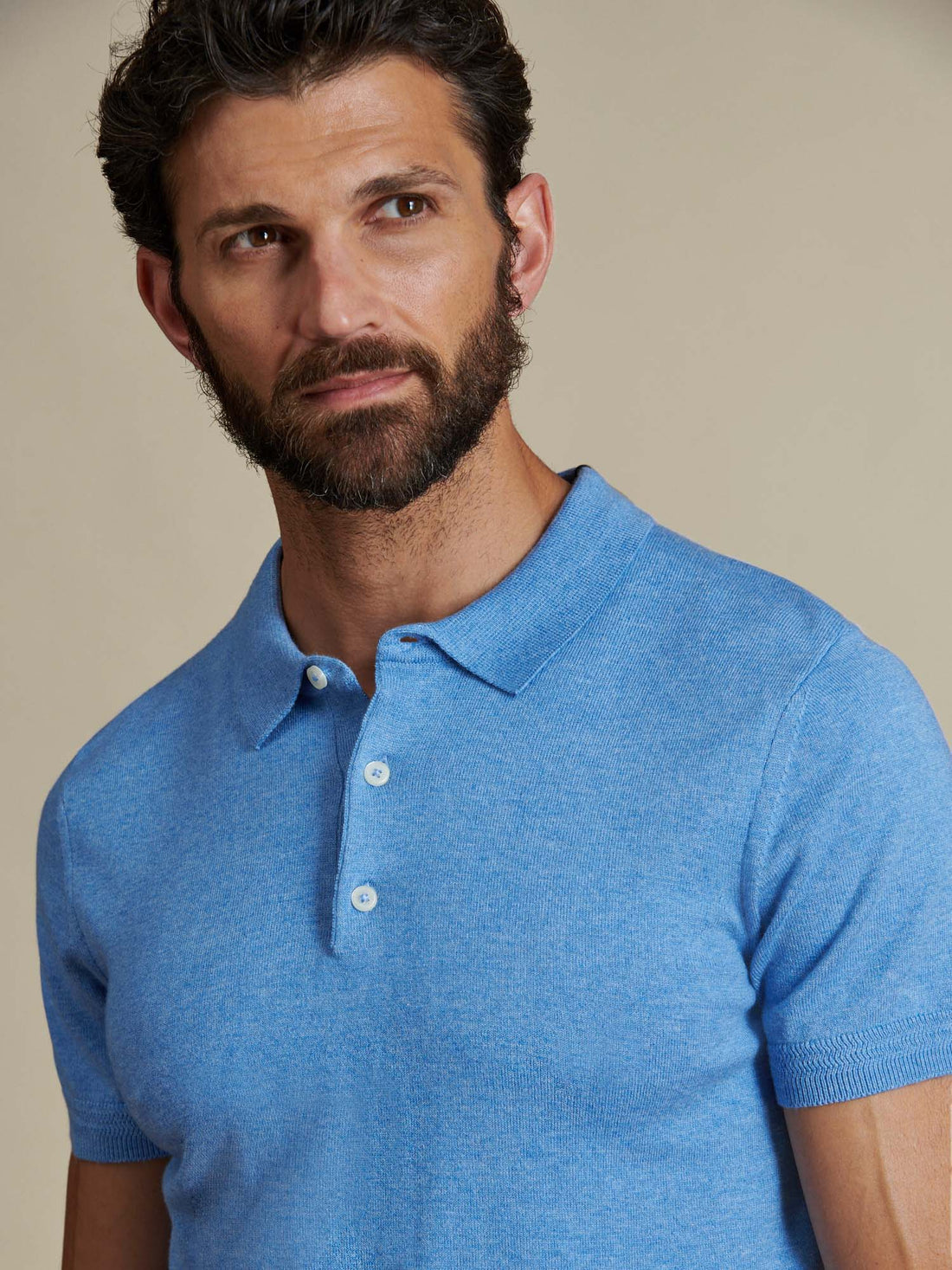 Duchamp Mens Short Sleeve Polo Knit Della Robbia Blue Marl