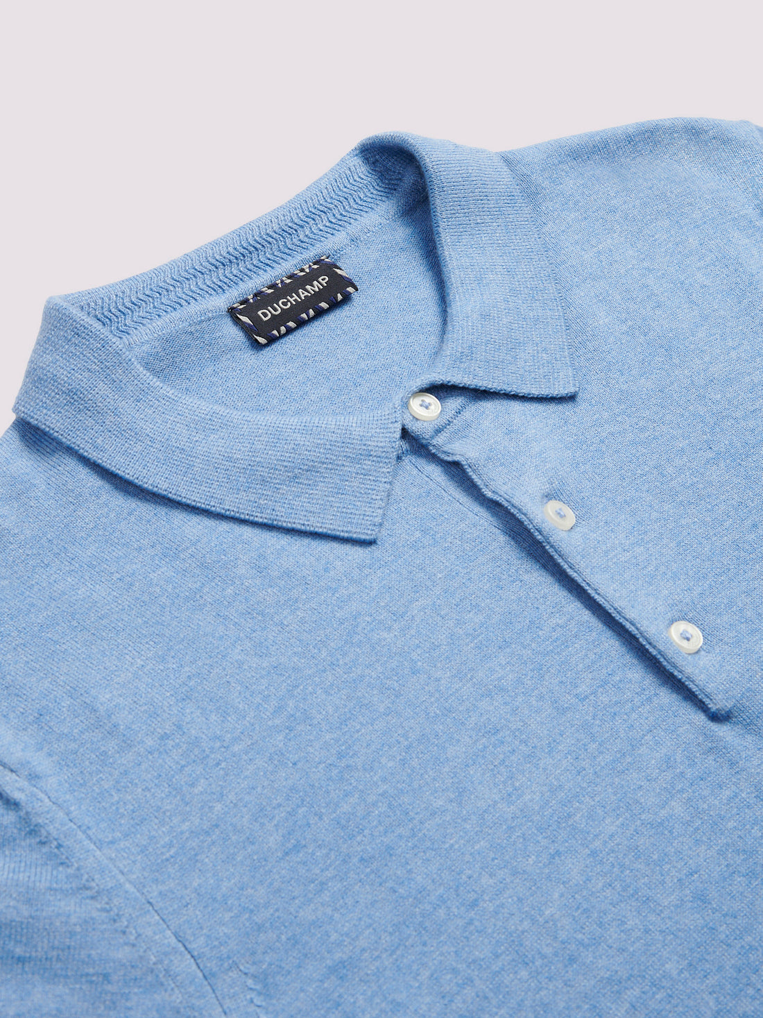 Short Sleeve Polo Knit in Della Robbia Blue Marl