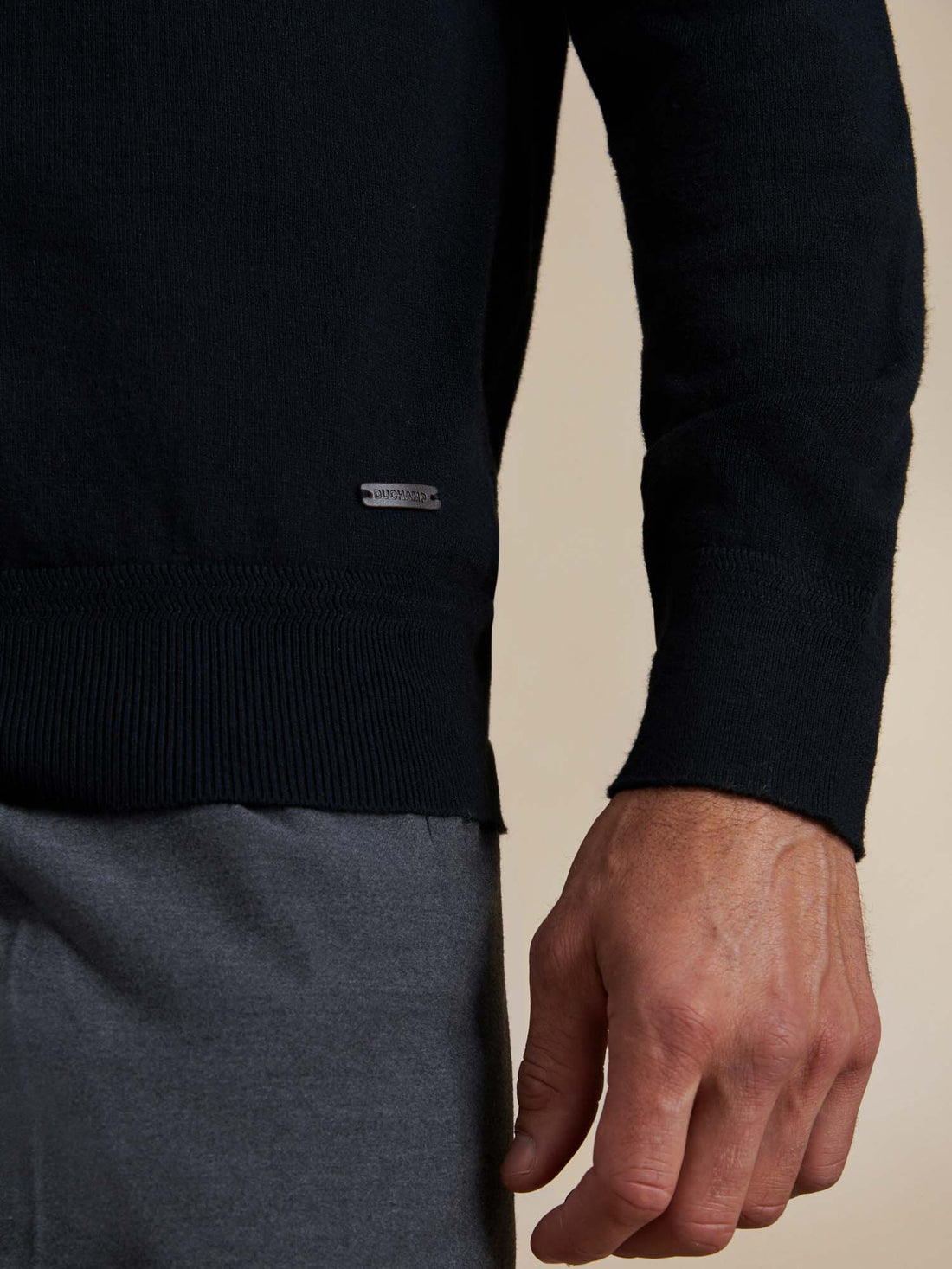 Duchamp Mens Long Sleeve Polo Knit Black