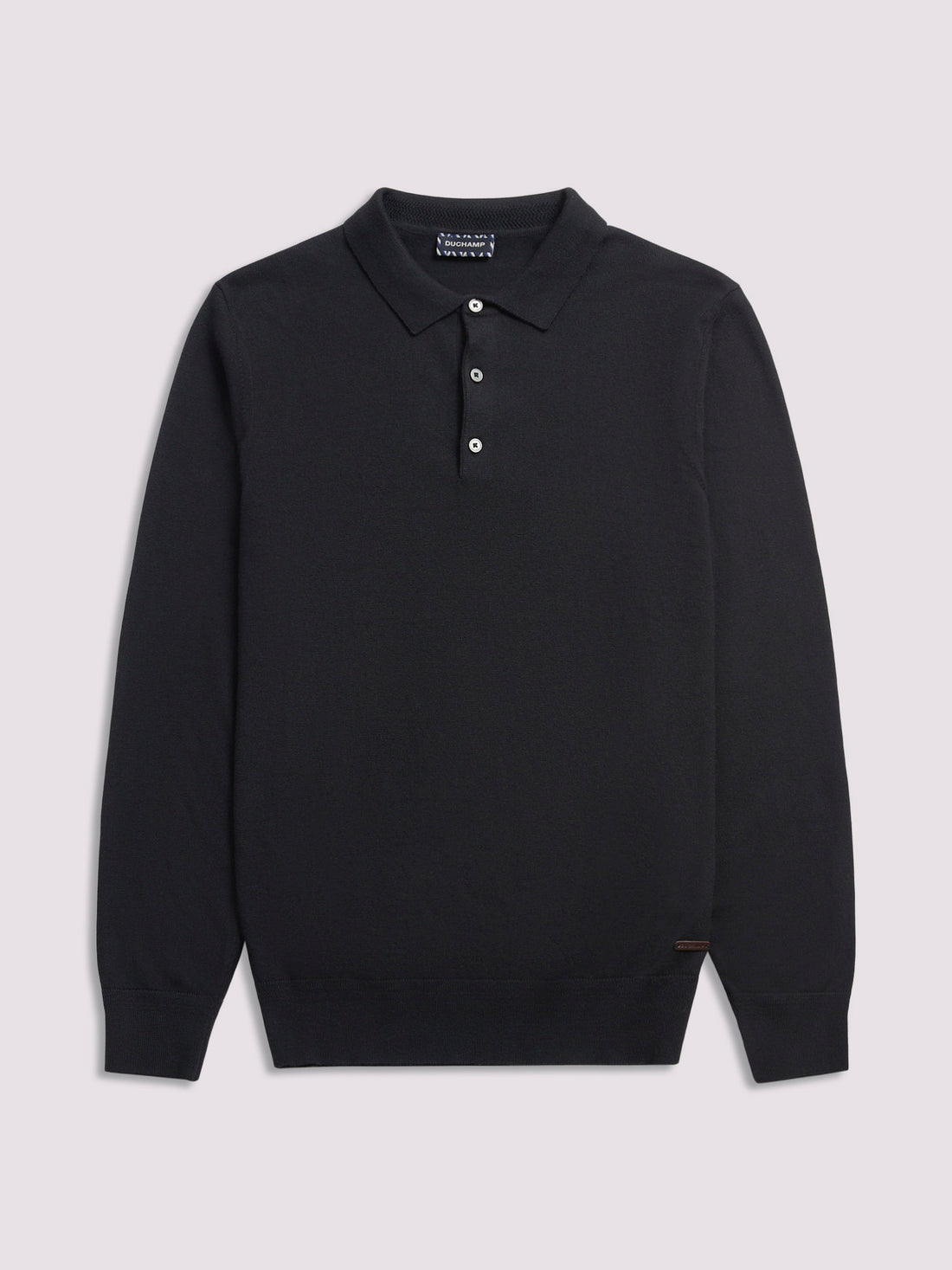 Duchamp Mens Long Sleeve Polo Knit Black