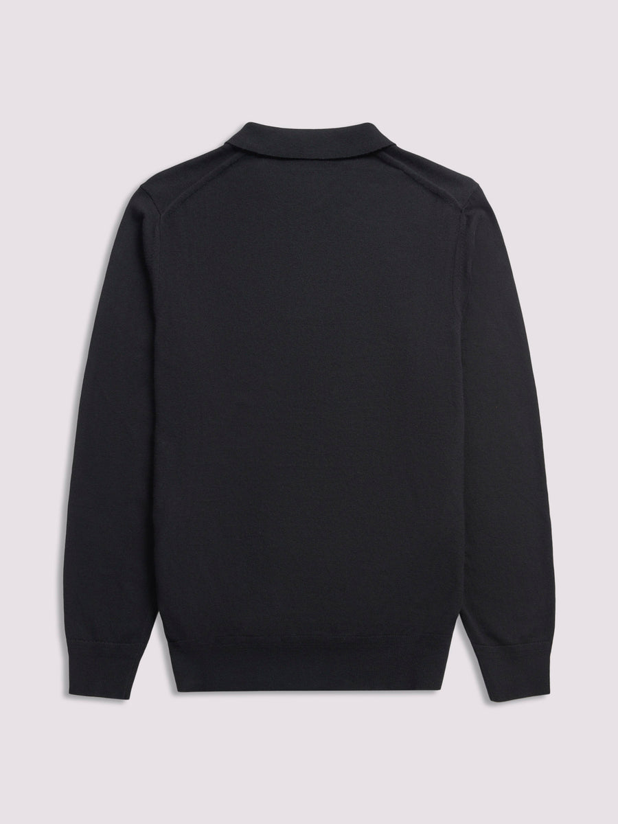 Duchamp Mens Long Sleeve Polo Knit Black