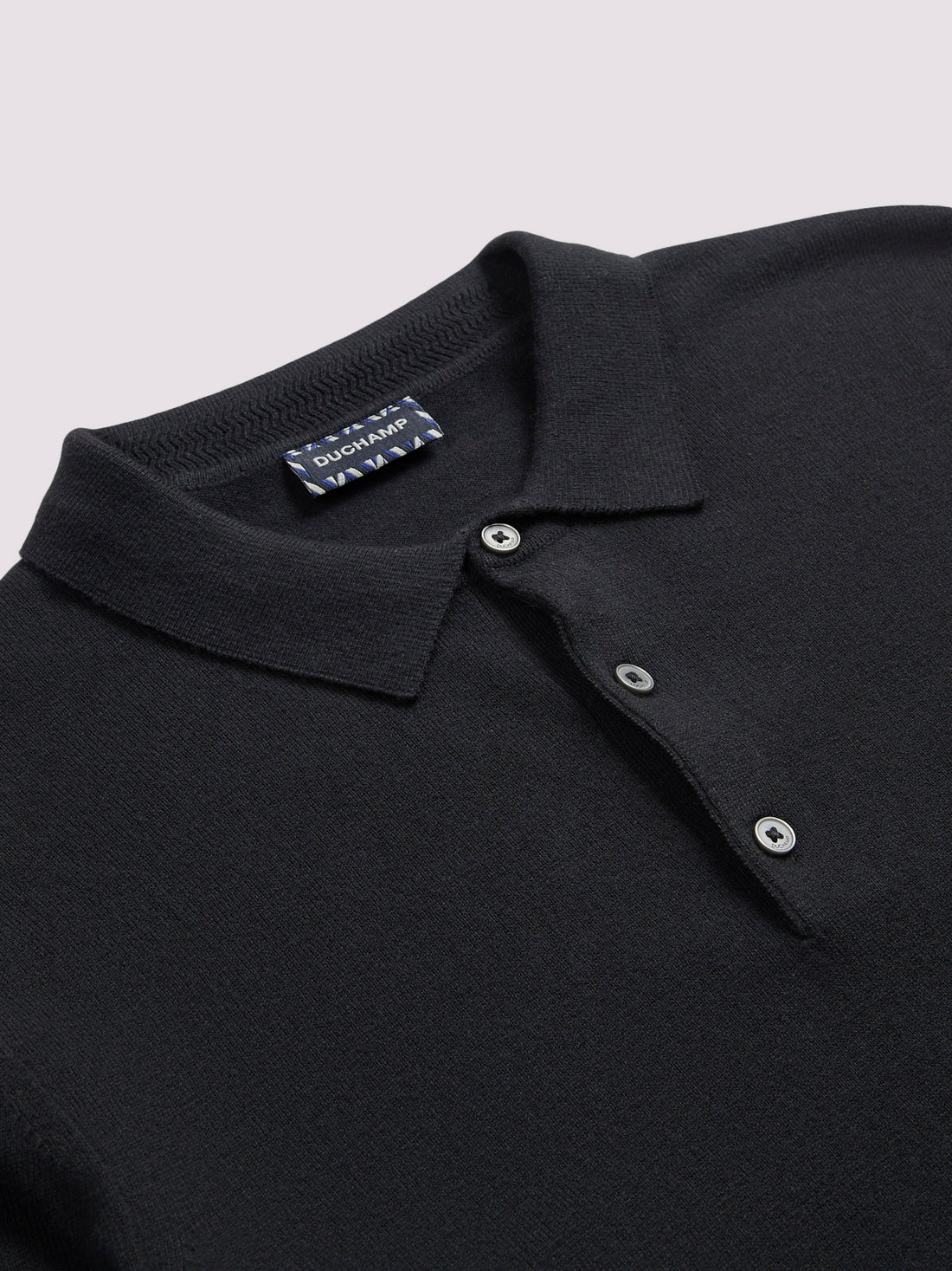 Duchamp Mens Long Sleeve Polo Knit Black