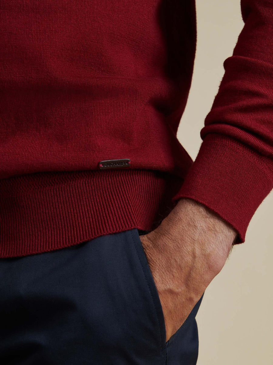Duchamp Mens Long Sleeve Polo Knit Rumba Red