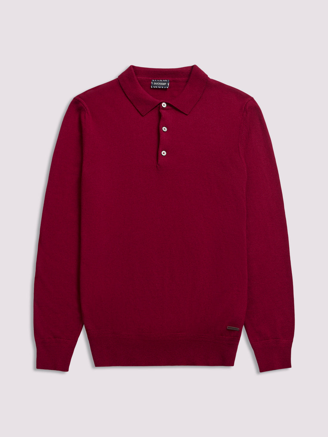 Duchamp Mens Long Sleeve Polo Knit Rumba Red