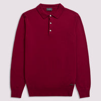 Duchamp Mens Long Sleeve Polo Knit Rumba Red