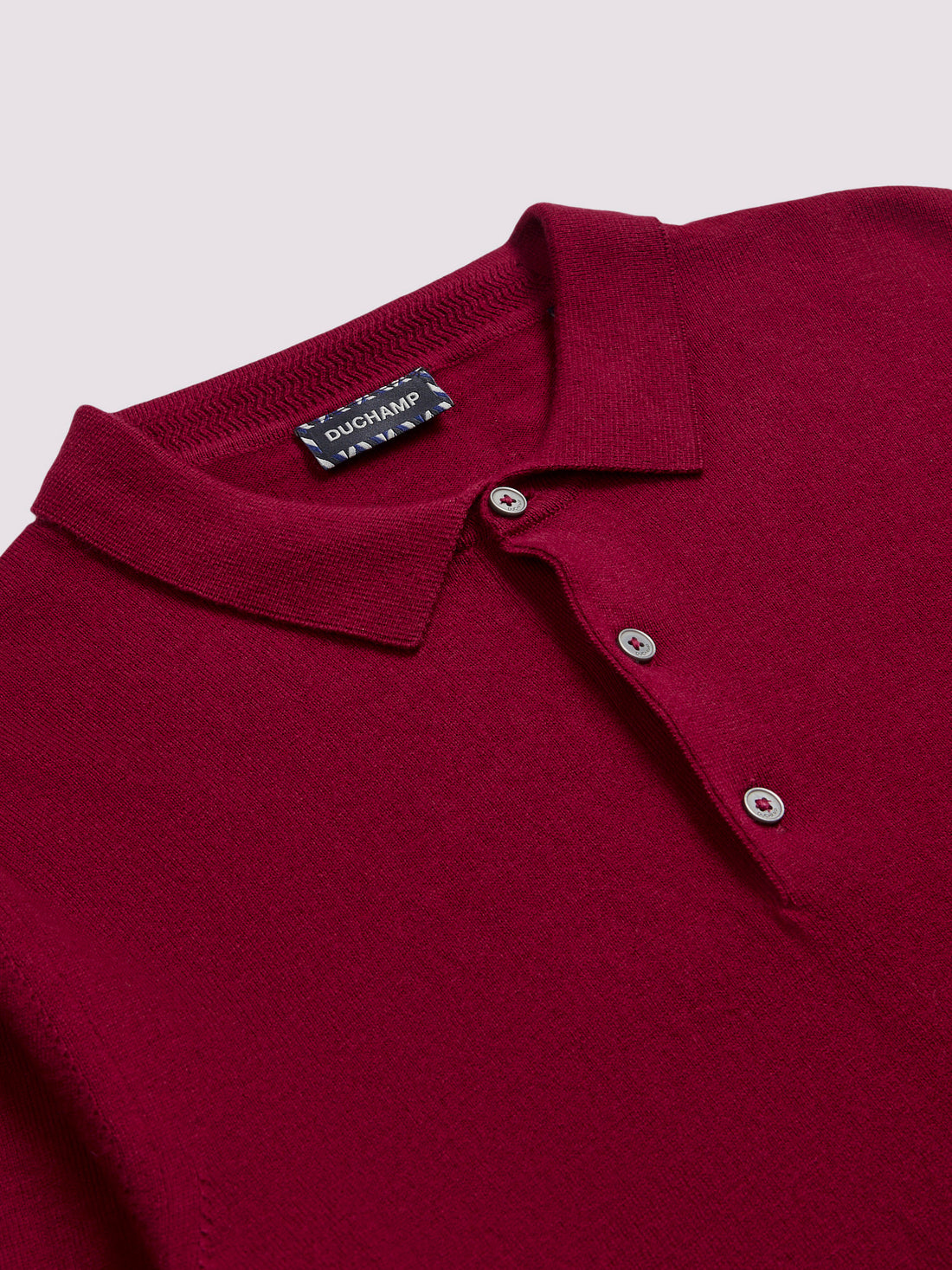 Long Sleeve Polo Knit in Rumba Red