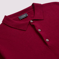 Duchamp Mens Long Sleeve Polo Knit Rumba Red