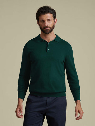 Duchamp Mens Long Sleeve Polo Knit Botanical Garden