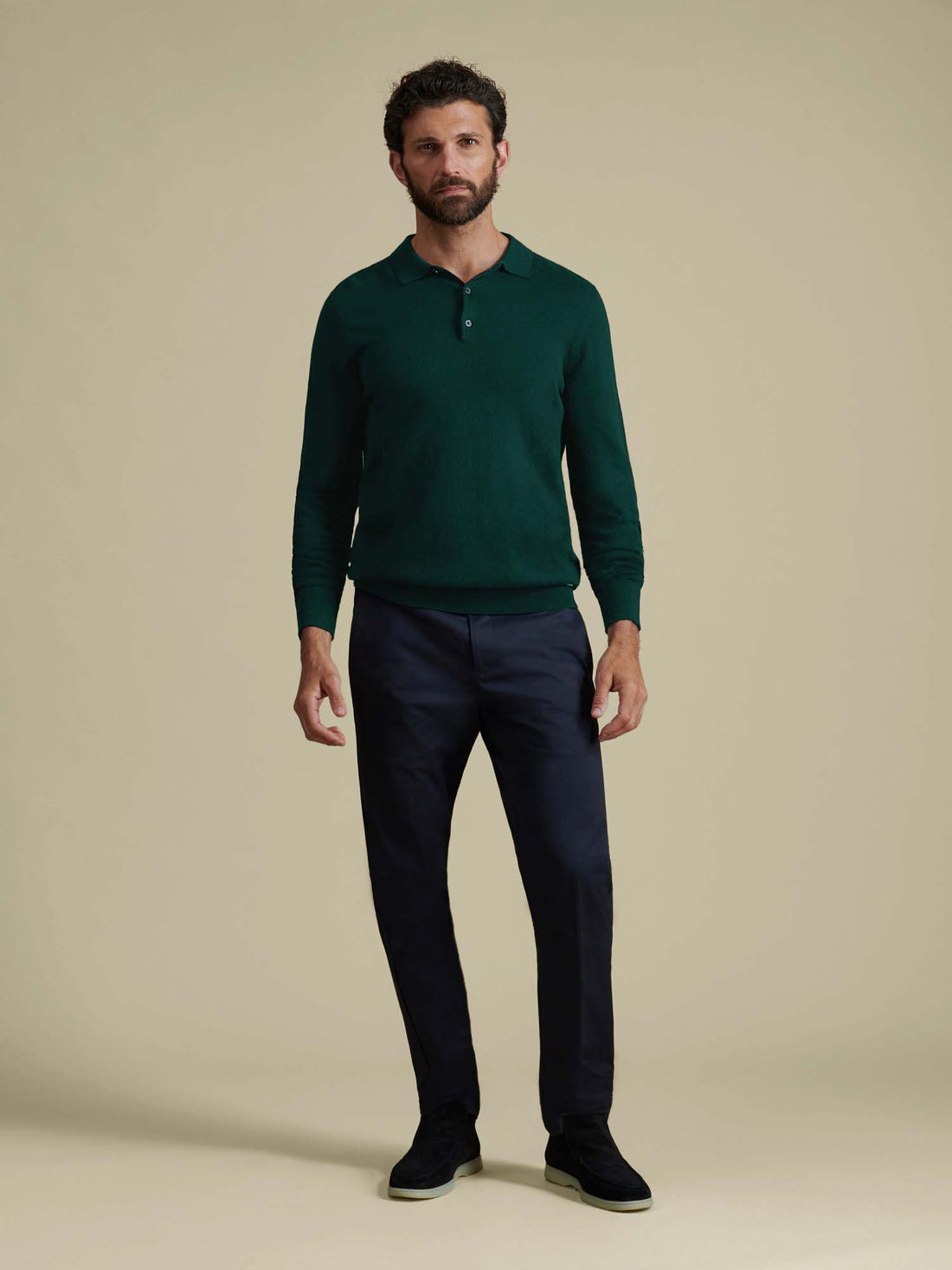 Duchamp Mens Long Sleeve Polo Knit Botanical Garden