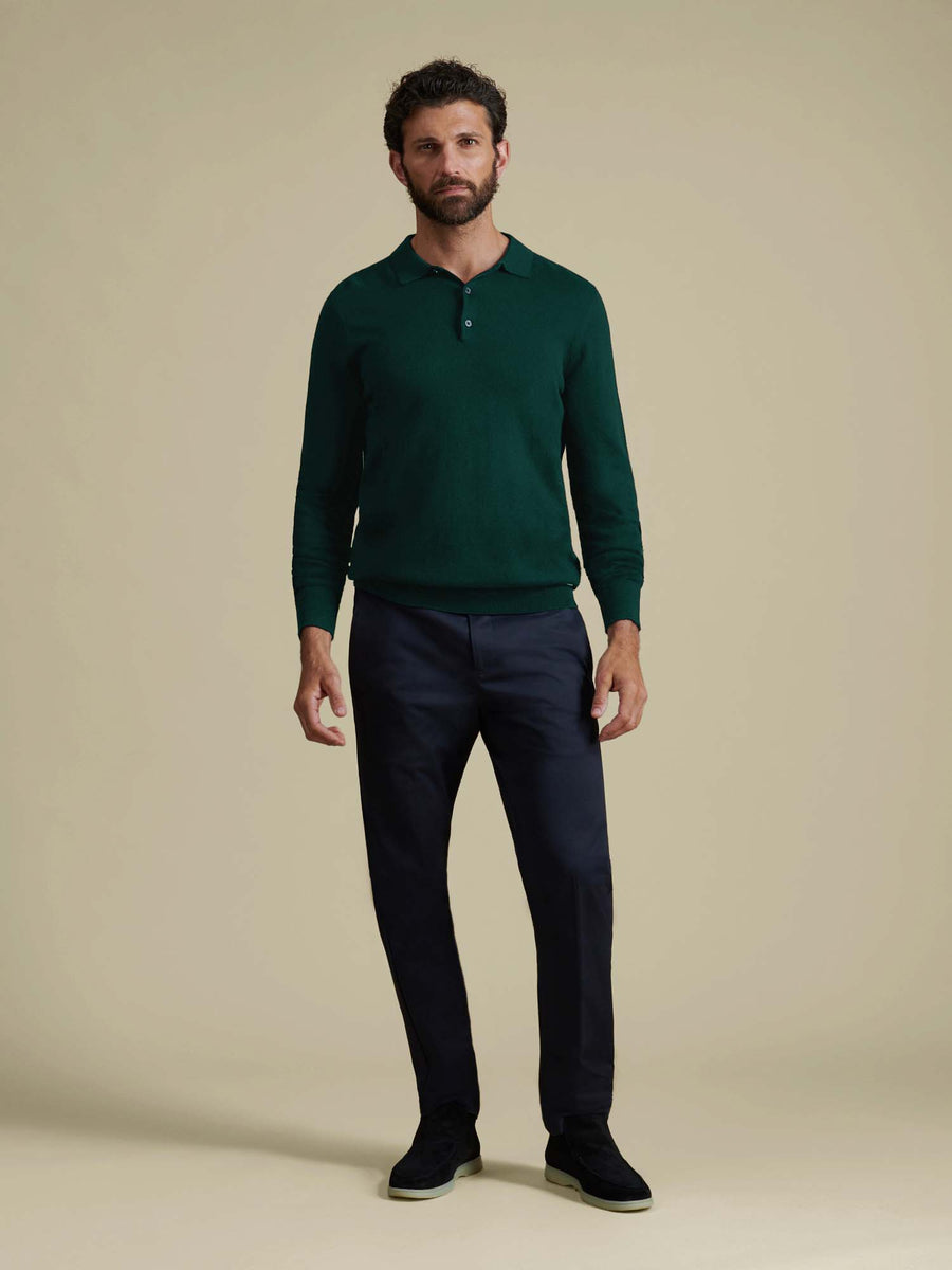 Duchamp Mens Long Sleeve Polo Knit Botanical Garden