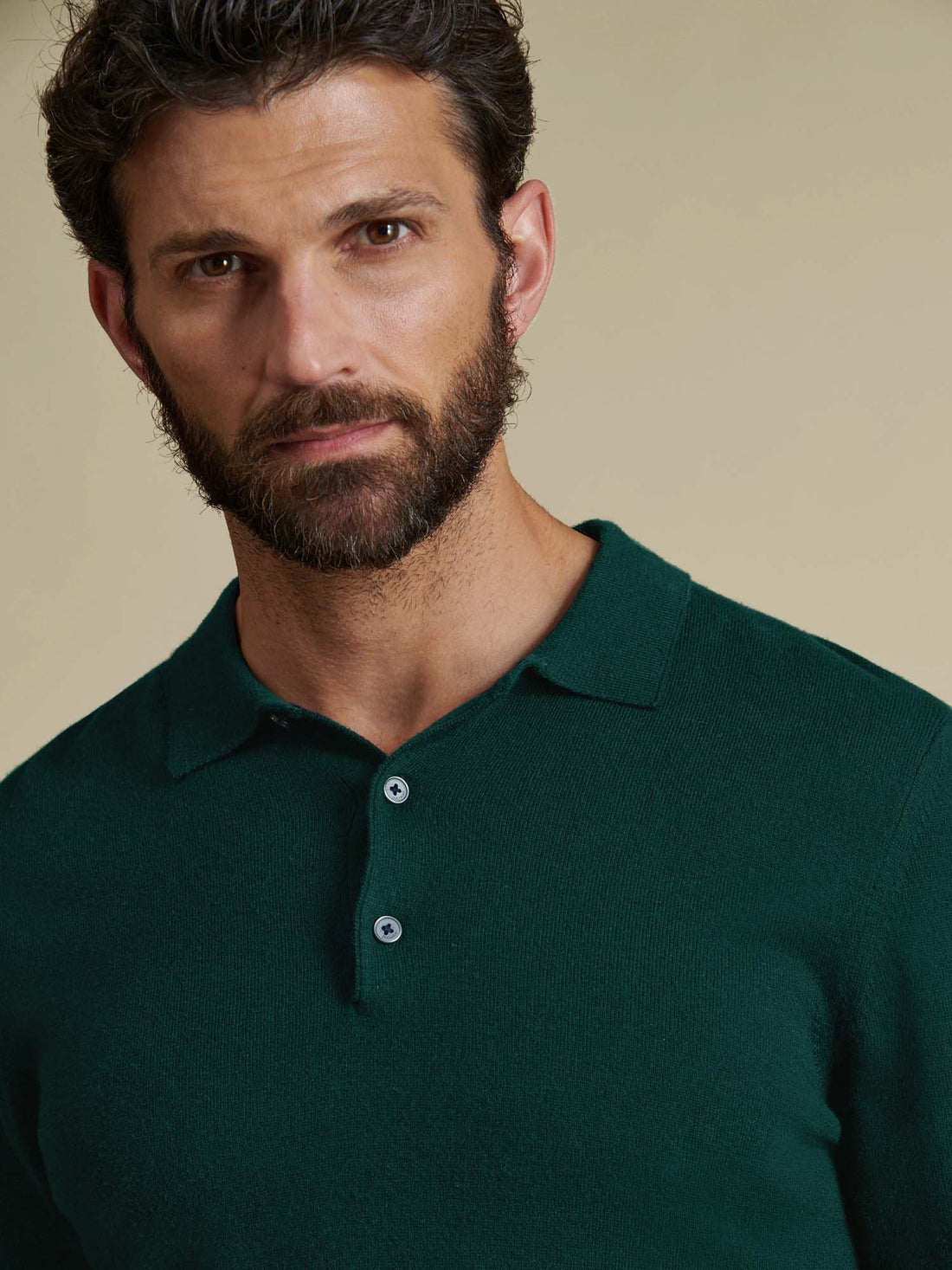 Duchamp Mens Long Sleeve Polo Knit Botanical Garden