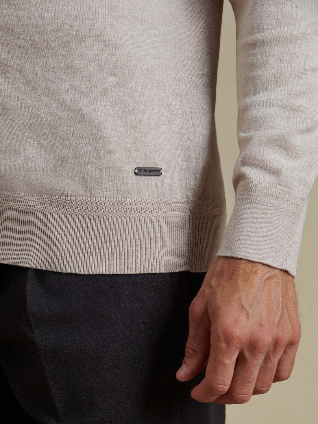 Duchamp Mens Long Sleeve Polo Knit Silver Grey Marl