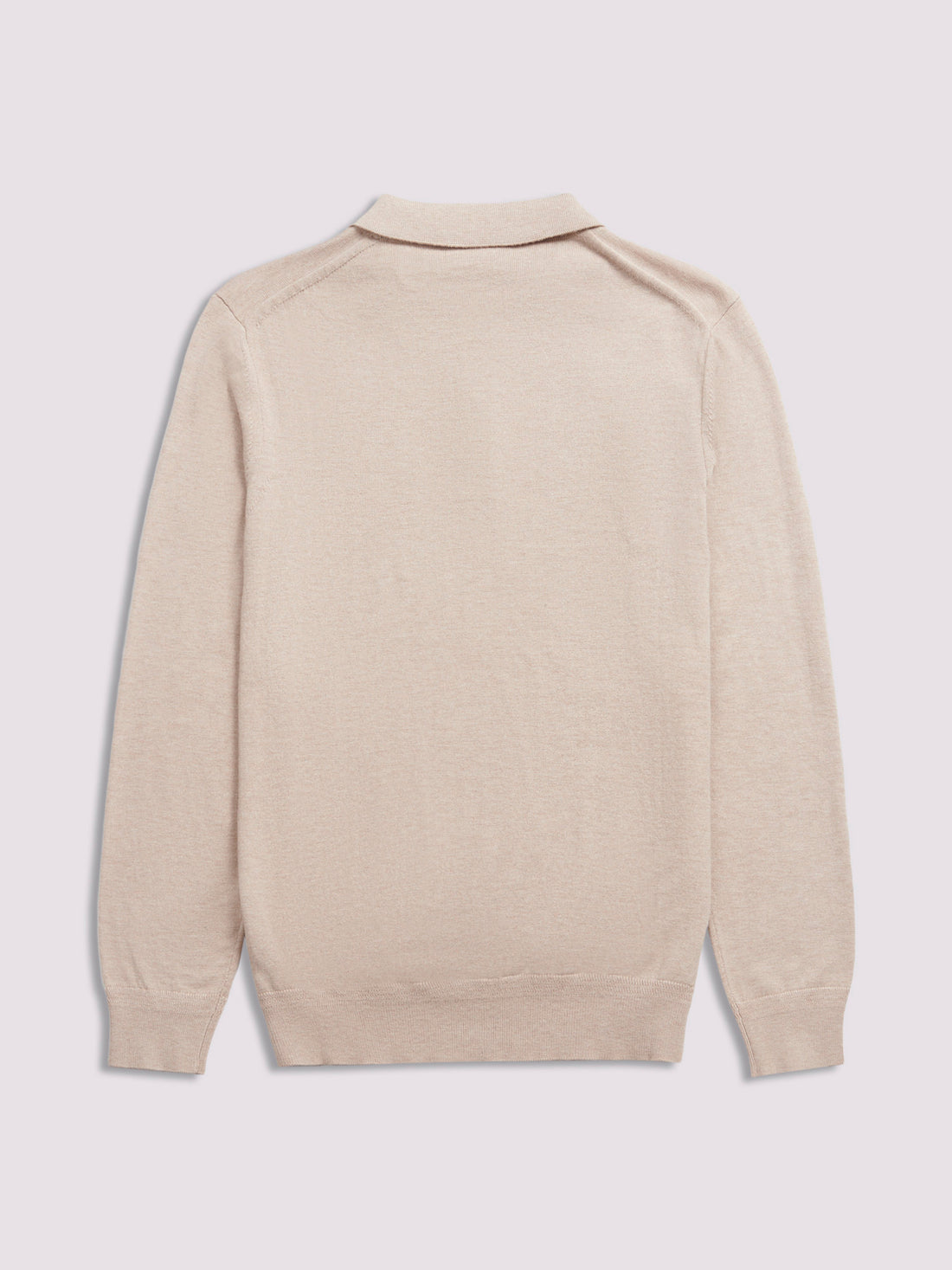 Long Sleeve Polo Knit in Silver Grey Marl