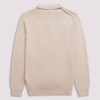 Long Sleeve Polo Knit in Silver Grey Marl