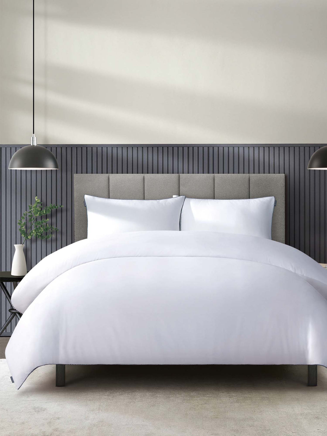 Duchamp Premium Cotton Sateen Piped Edge Duvet Set Bright White