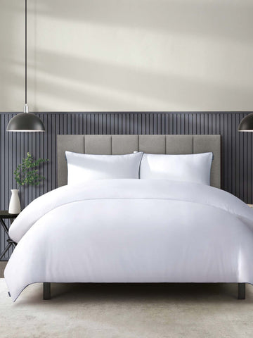 Duchamp Premium Cotton Sateen Piped Edge Duvet Set Bright White