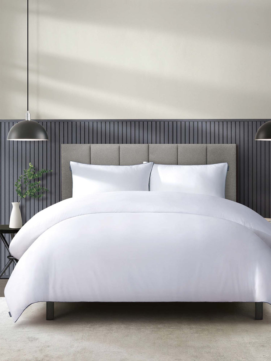 Duchamp Premium Cotton Sateen Piped Edge Duvet Set Bright White