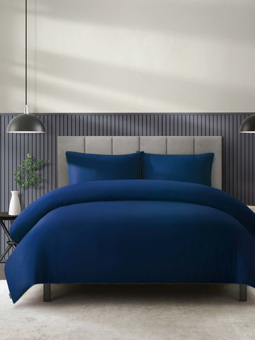 Duchamp Premium Cotton Sateen Piped Edge Duvet Set Twilight Blue