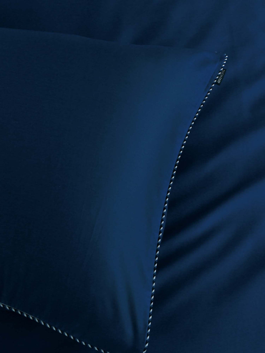 Duchamp Premium Cotton Sateen Piped Edge Duvet Set Twilight Blue