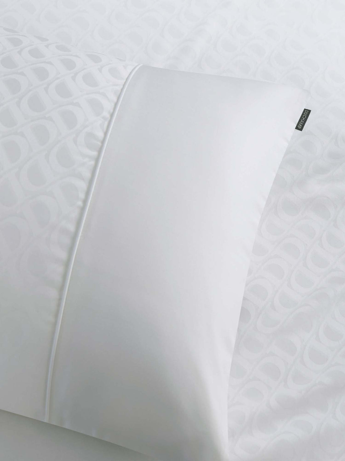 Duchamp Premium Cotton Sateen Monogram Jacquard Duvet Set Bright White