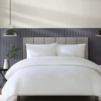 Duchamp Premium Cotton Sateen Monogram Jacquard Duvet Set Bright White