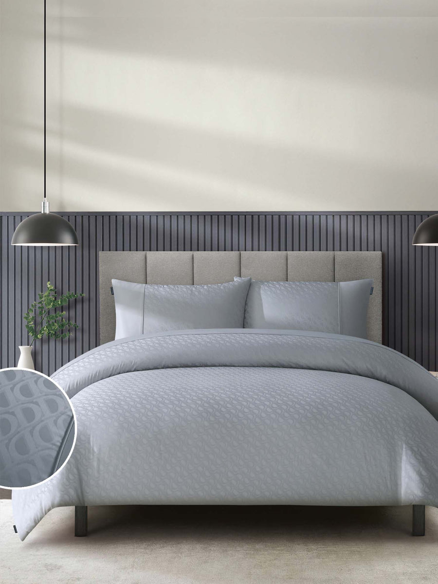 Duchamp Premium Cotton Sateen Monogram Jacquard Duvet Set High Rise