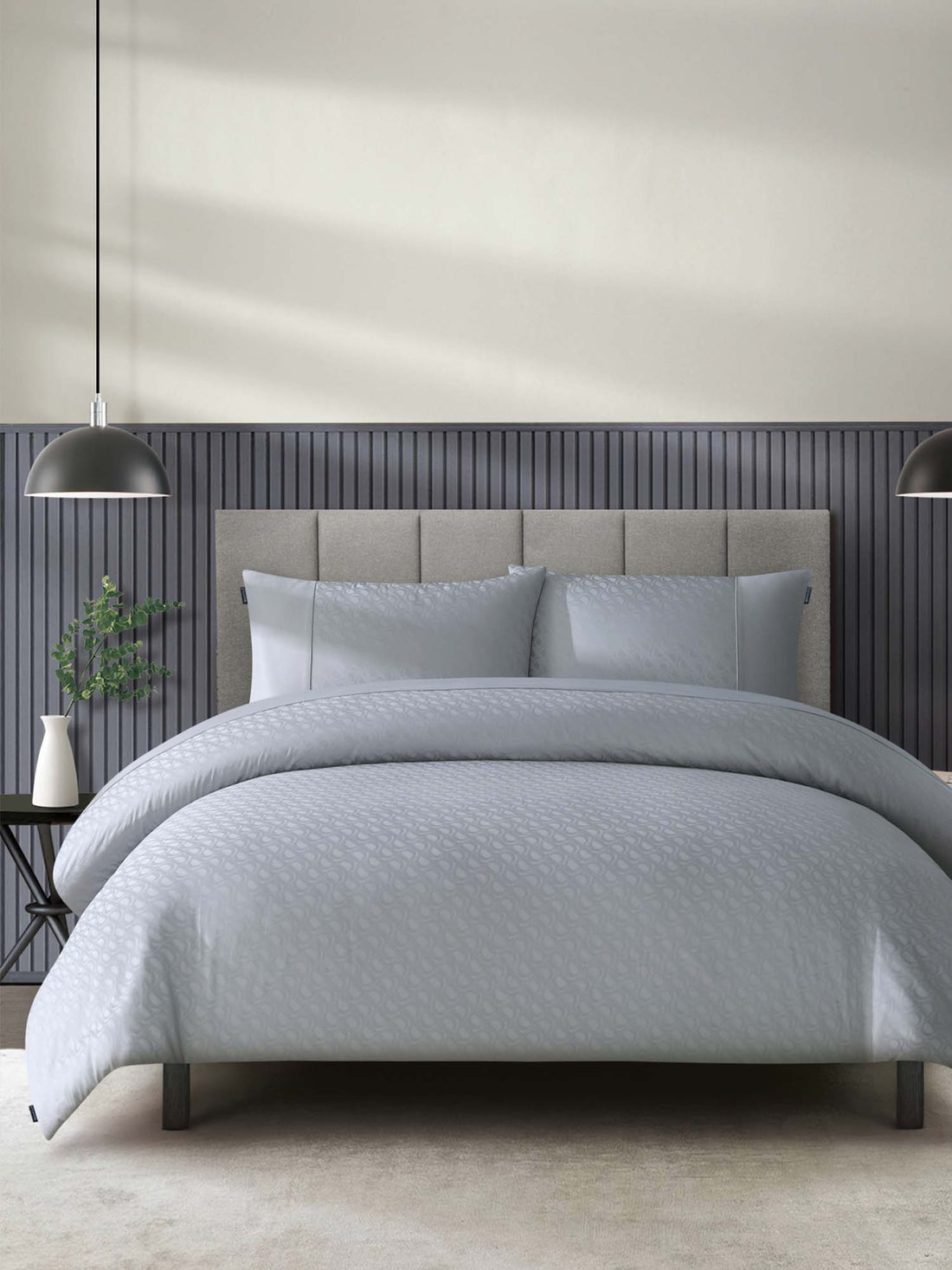 Duchamp Premium Cotton Sateen Monogram Jacquard Duvet Set High Rise