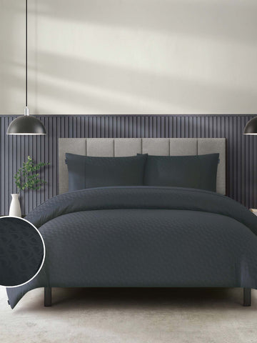 Duchamp Premium Cotton Sateen Monogram Jacquard Duvet Set Blackened Pearl